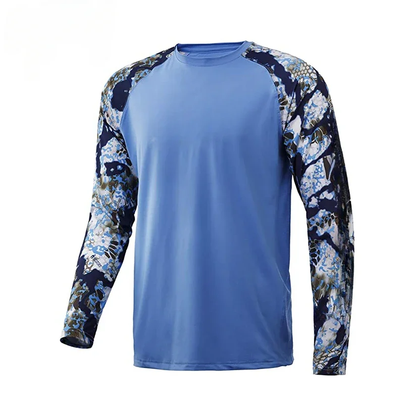 Рубашки с длинным рукавом и круглым вырезом для рыбалки