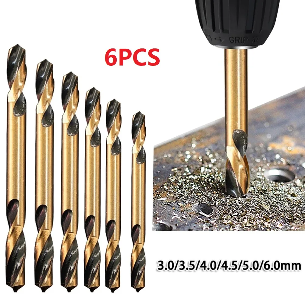 

6pcs 3-6mm HSS Double-Headed Auger Drill Bits For Metal Stainless Steel Plastic Wood Drilling Bits Power Tool Accessories