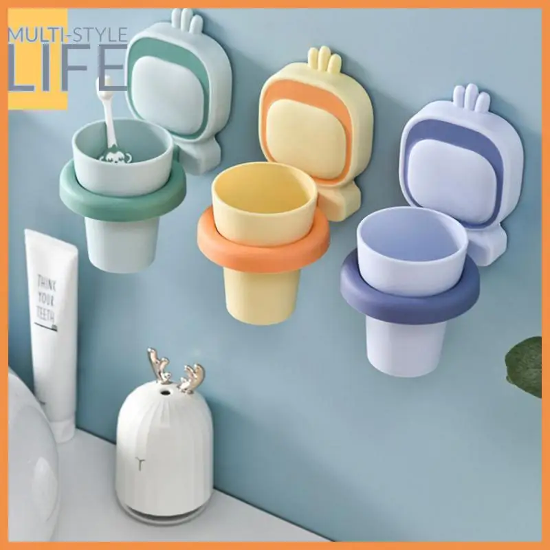 

Wall Mounted Design Childrens Creative Cartoon Mouthwash Cup Space Saving Strong Bearing Capacity Firmly Adsorb The Wall Surface