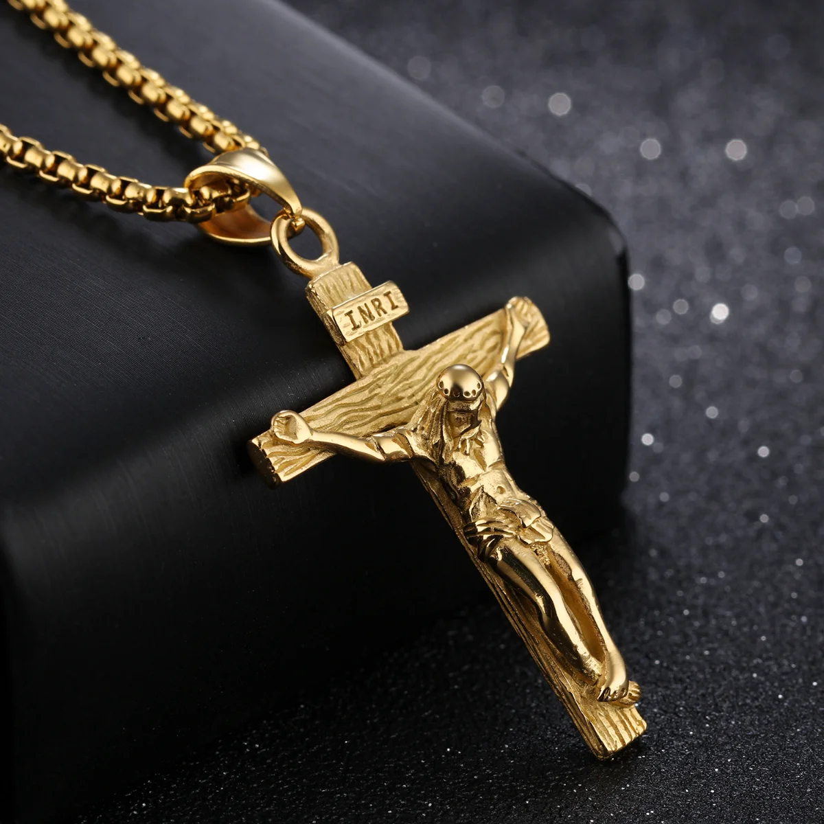 

Retro Cross Titanium steel men's pendant necklace Jesus token Yahweh religious gift bless peace Cool personality free postage 1$
