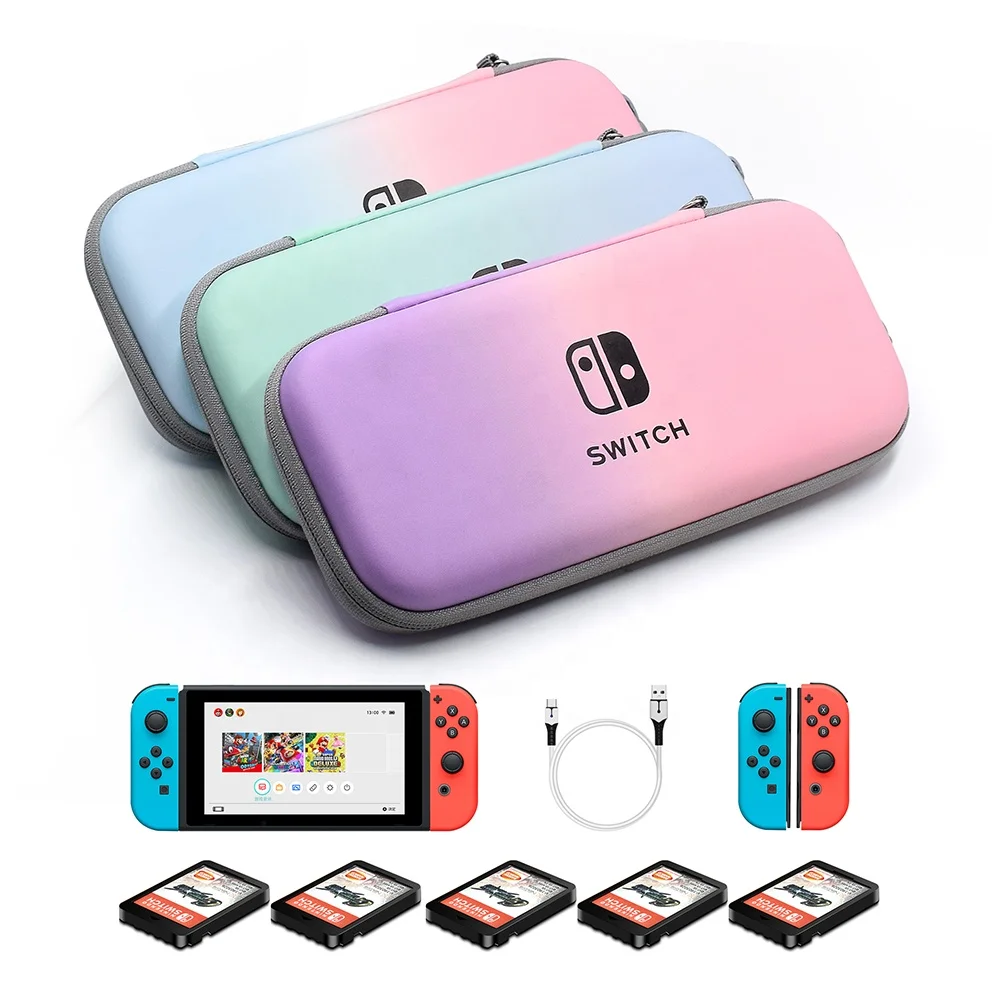 Carrying Case for Nintendo Switch Protective Case Cover Storage Bag PU Gradient for Switch OLED Travel Portable Pouch Accessory