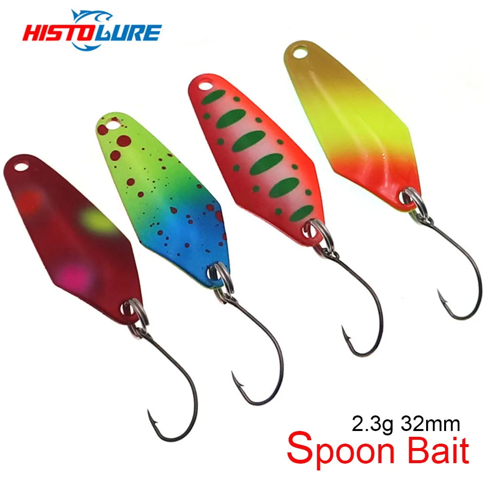 

Рыболовная ложка HISTOLURE для форели с одним крючком, 2,3 г, литая металлическая ложка, Спиннер, приманка двухстороннего цвета