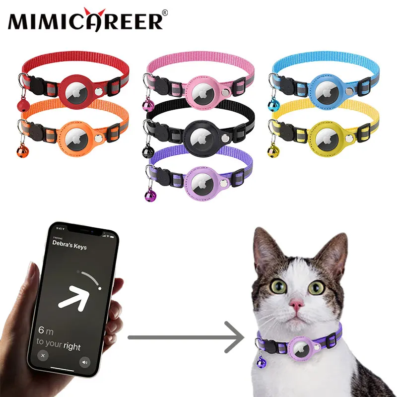 For Airtag Tracker Cat Collars With GPS Positionable Reflective With Bell Pet Locator Necklaces Cats Safe Anti-lost Accessories