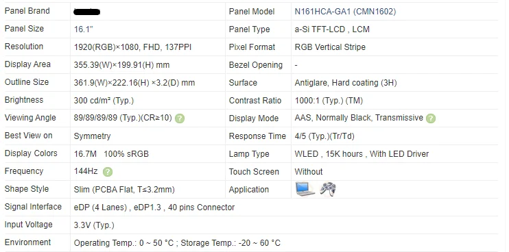 Тонсветодиодный светодиодная матрица 16 1 дюйма планшетофон ЖК-панель IPS 100% sRGB FHD