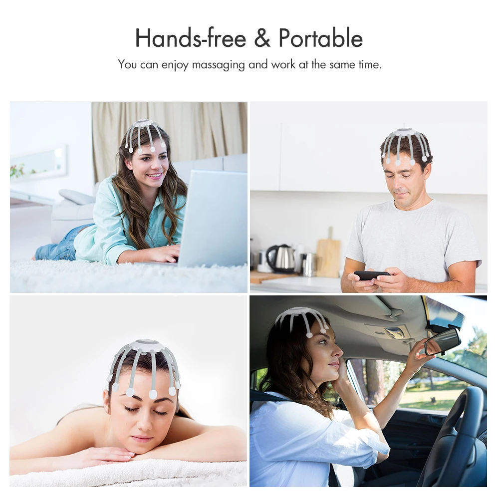 

Electric Scalp Head Massager 4 Vibration Modes Hands-Free Auto-Off Function Scalp Relaxation Stress Relief and Hair Stimulation