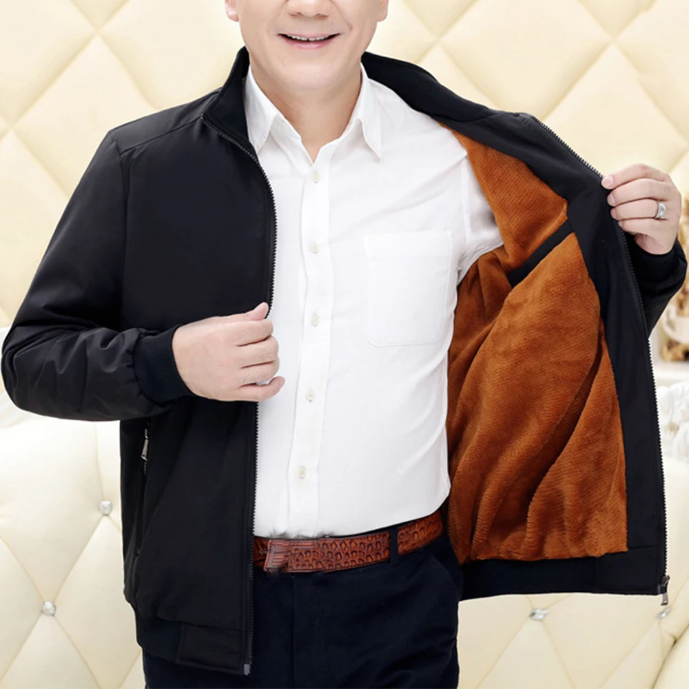 

Mens Winter Autumn Warm Men Jacket Thick Fleece Fur Lined Coat Zipper Long Sleeve Jackets Parka Windproof Outwear L~4XL