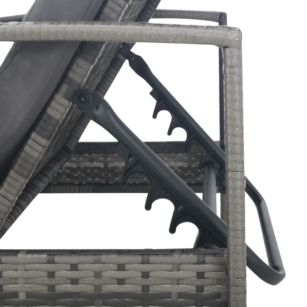 

Patio Outdoor Lounge Chairs Sun Lounger Outside Deck Pool Garden with Armrests Poly Rattan Gray