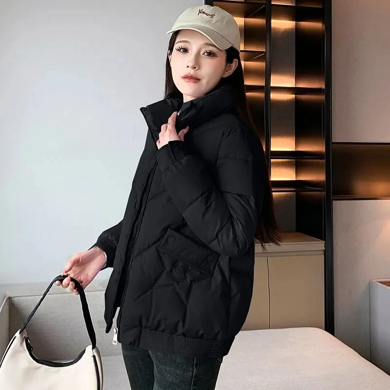 New Cotton-Padded Jacket Women's Stand-UP Collar Short Thick Down Jackets In Winter2025Korean Slim Coat Fashion Joker Female Top