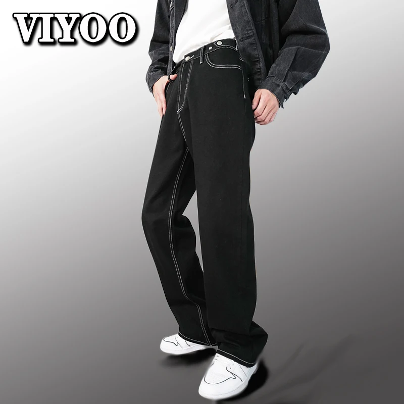 Men's Black Korean Y2K Clothes Jeans Men Straight Trousers Denim Vintage Casual Pants Women High Waist Baggy Jeans Streetwear
