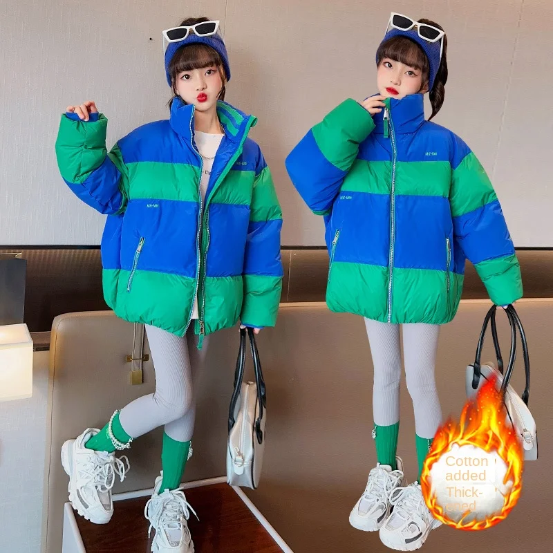 

Girls' cotton padded jacket Winter 2022 New style children's fried street thickened coat down bread jacket cotton padded jacket