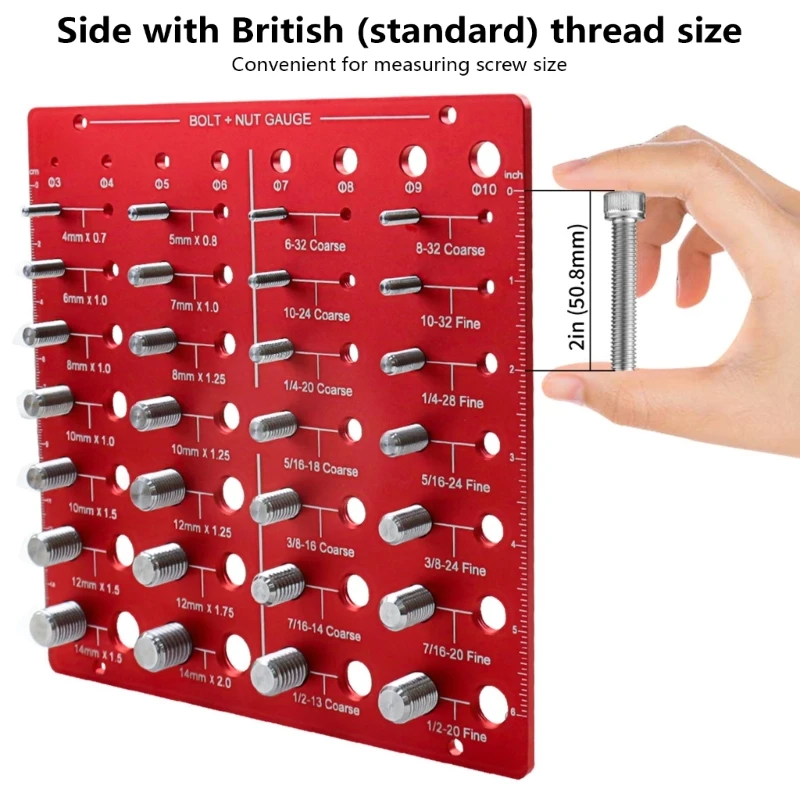 Идентификатор резьбы Тестер 28 Гайка Болт Проверка размера Калибр винта