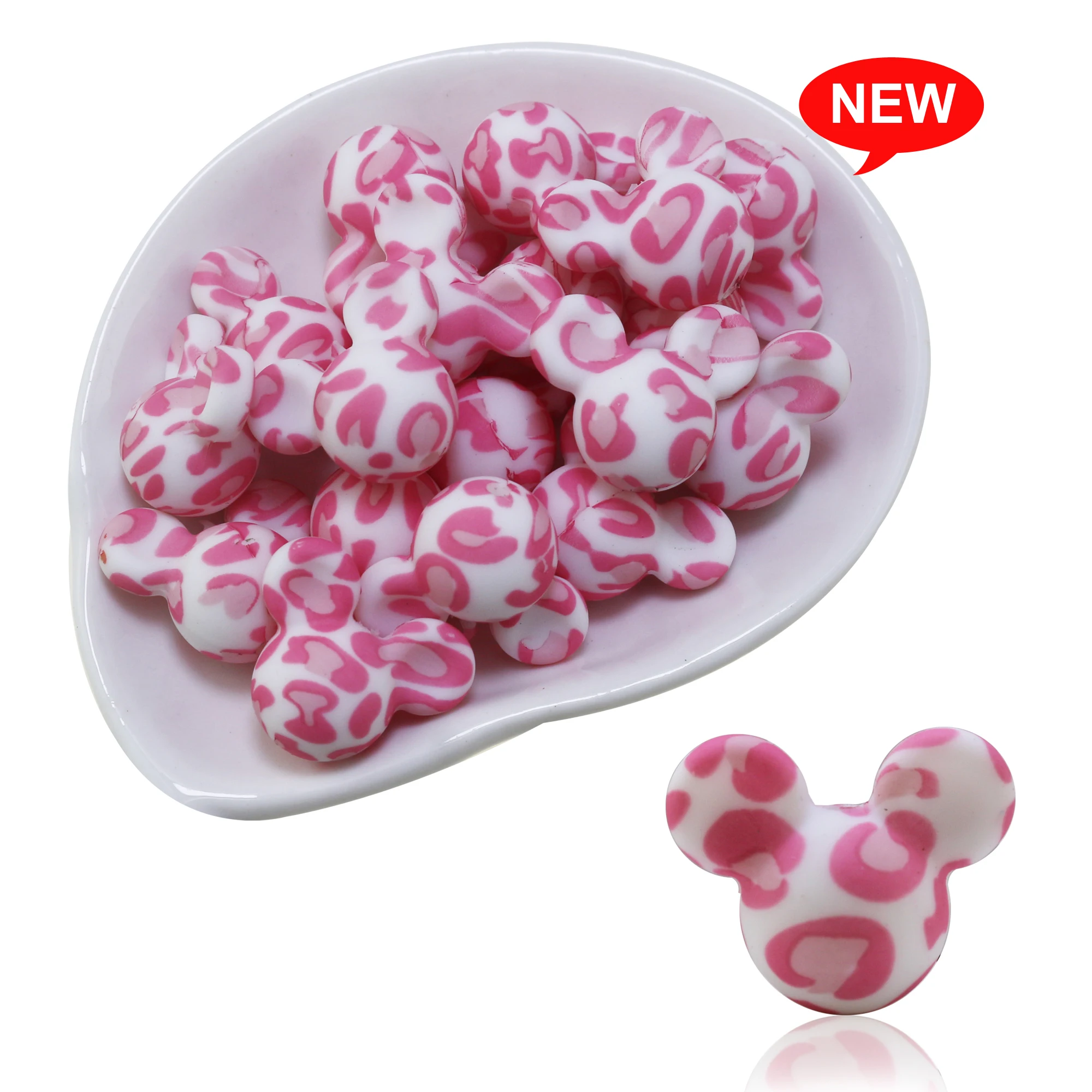 10 шт. силиконовые бусины с рисунком леопарда