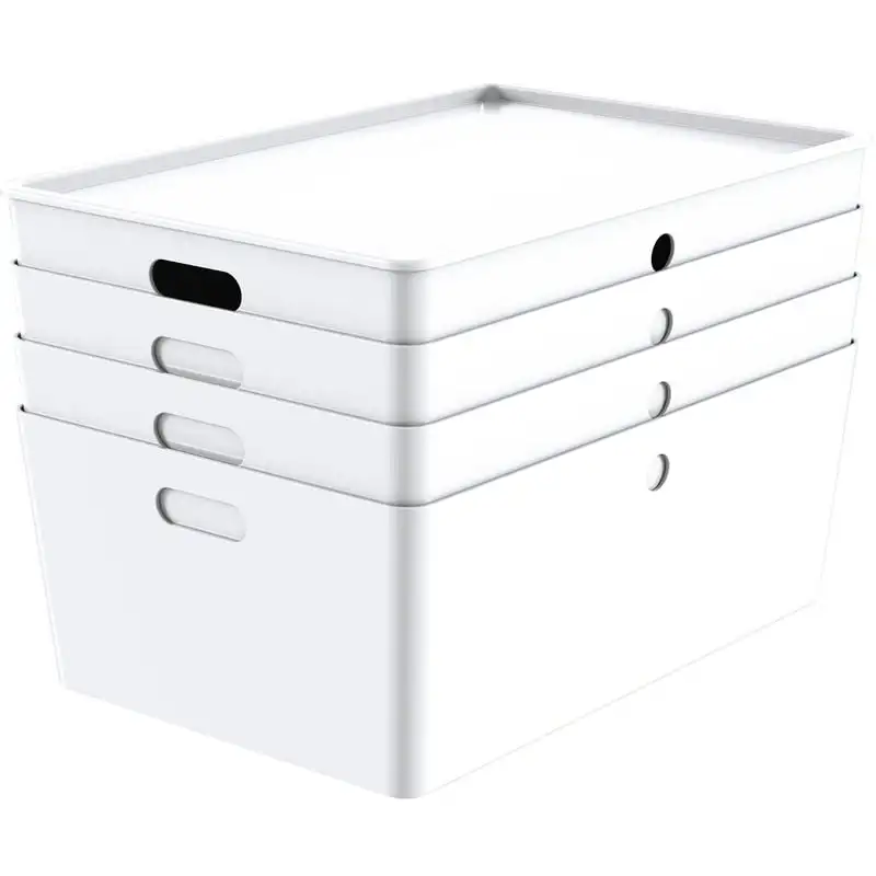 

XLarge Lidded Storage White Set of 4