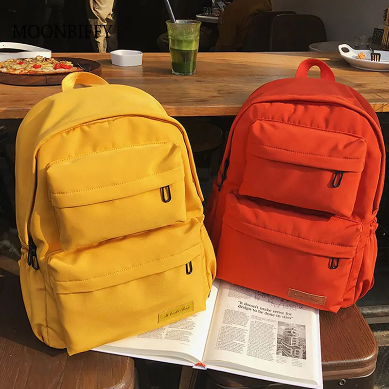 

2022 New Korean Large-capacity Outdoor Backpack Boys Girls Solid Color School Bag Female Wear Oxford Cloth Student Backpack