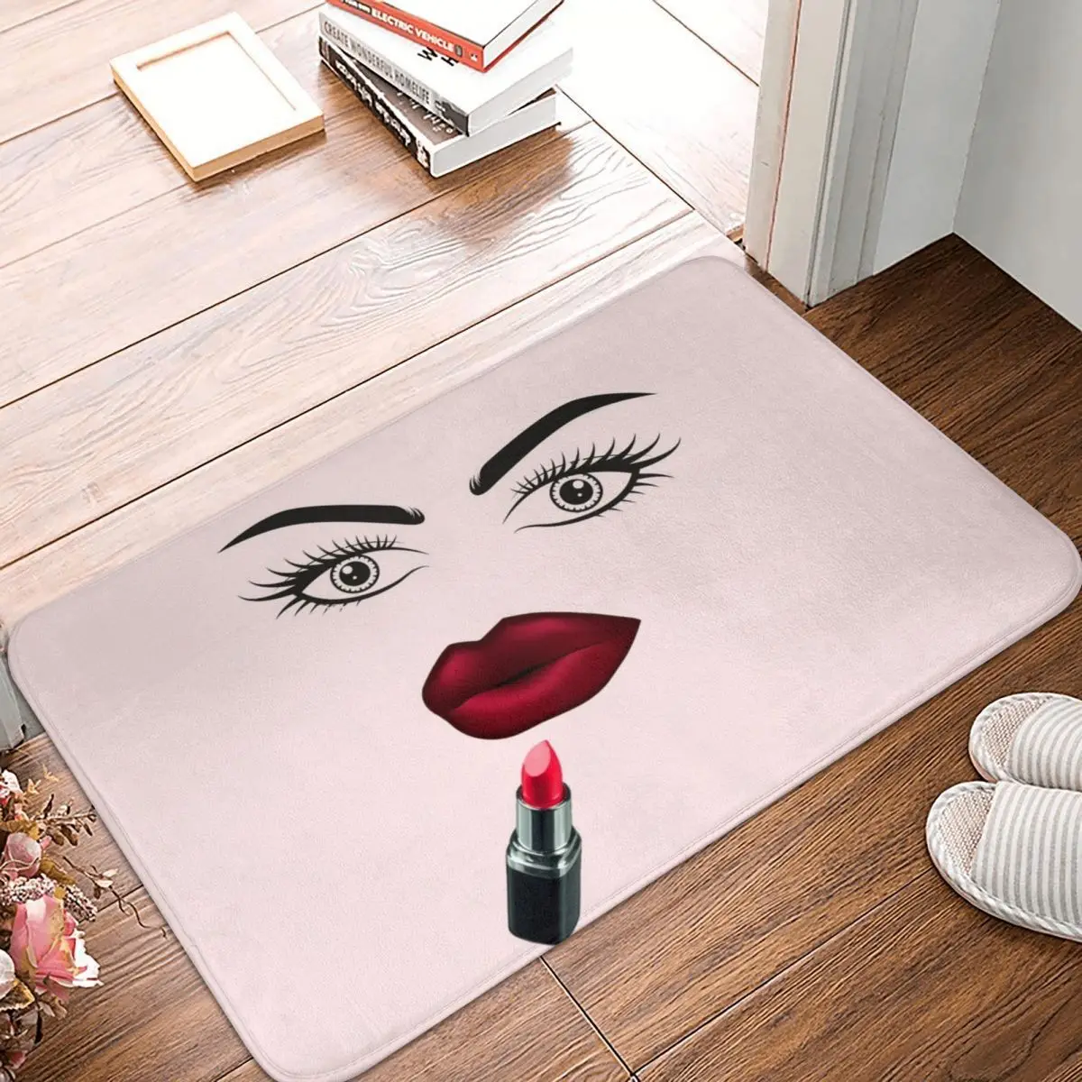 

Красивая девушка лицо с красными губами искусственный ковер Декор вход гостиная домашняя кухня ванная комната снятие балкона