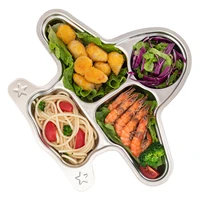 stainless steel divided plate 4 compartment food plate creative cartoon divided tray for fruit dishes lightweight stainless