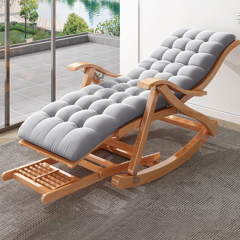 Relax Sun Lounger Nap Portable Adult Bamboo Recliner Chair Ergonomic Balcony Lazy Furniture
