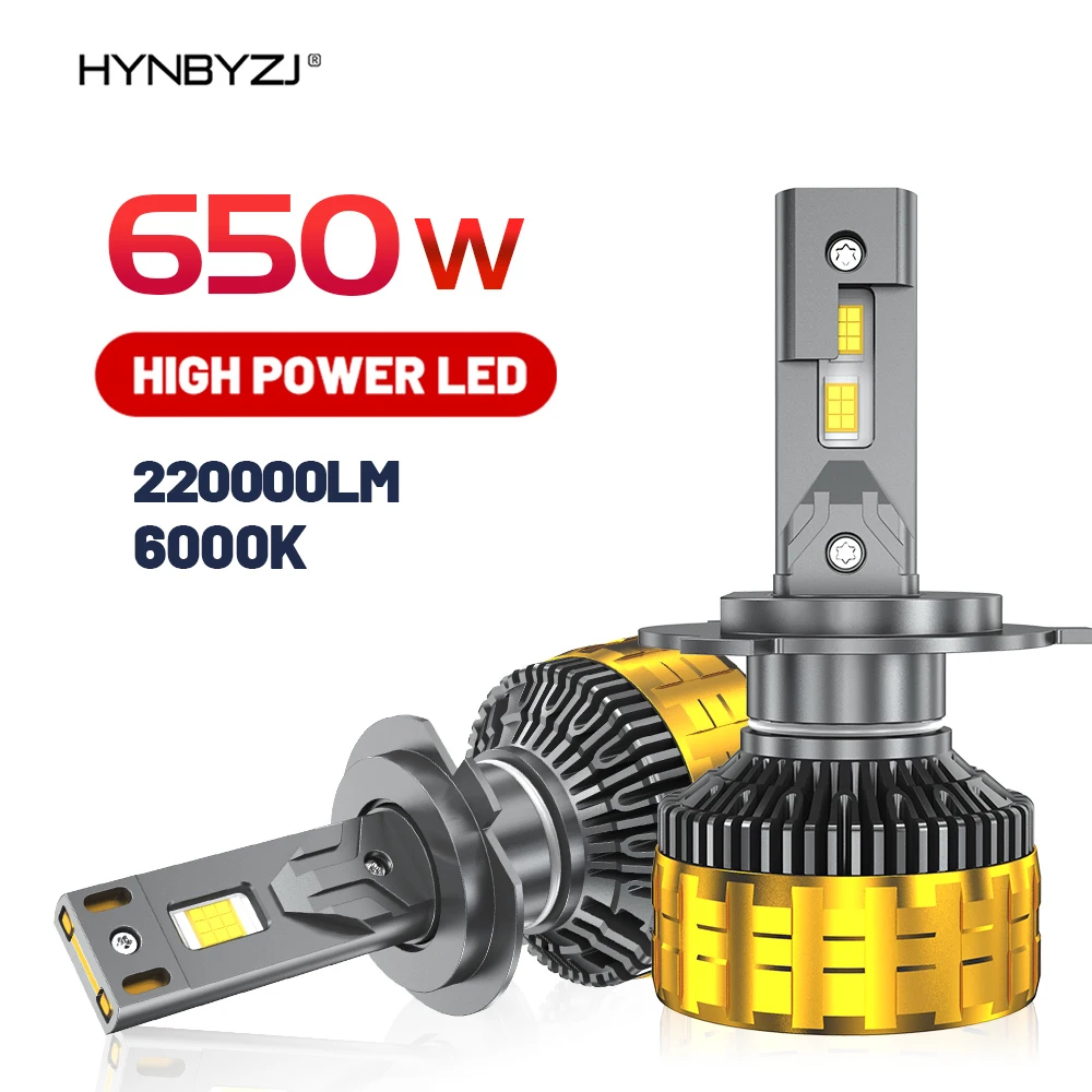 HYNBYZJ 650W, высокая мощность, женская лампа H7, женская фара H1 H3 H4 H8 H11 9005 HB3 9006 HB4 9012, лампа 6000K Turbo Lamp