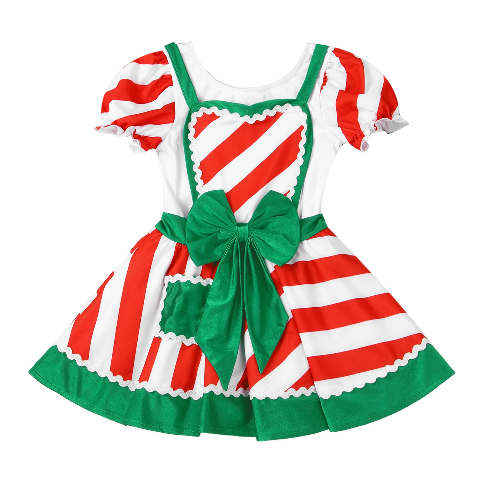 Детская рождественская одежда для девочек полосатое лоскутное платье-пачка с