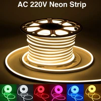 1 10m neon light led strip 220v luces led waterproof outdoor 2835 120ledsm neon sign with eu plug flexible ribbon rope 7 colors