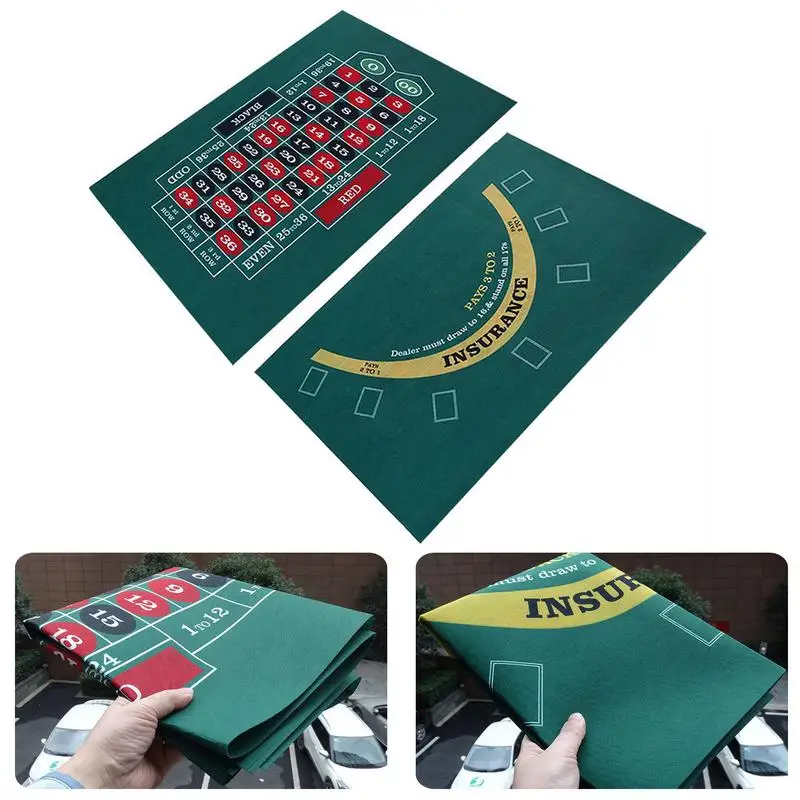 

Non-Slip Poker Table Layout Portable Noise Reduce Card Playing Blackjack Tabletop Mat Rectangle 90x60cm Casino Pad Felt