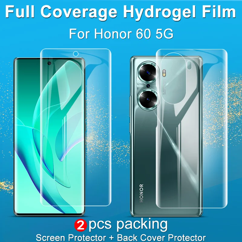 

Imak 2pcs/Pack HD Soft Hydrogel Film for Honor 60 Pro 5G Screen Protector Full Cover Curved Front /Back Film for Honor 60 5G