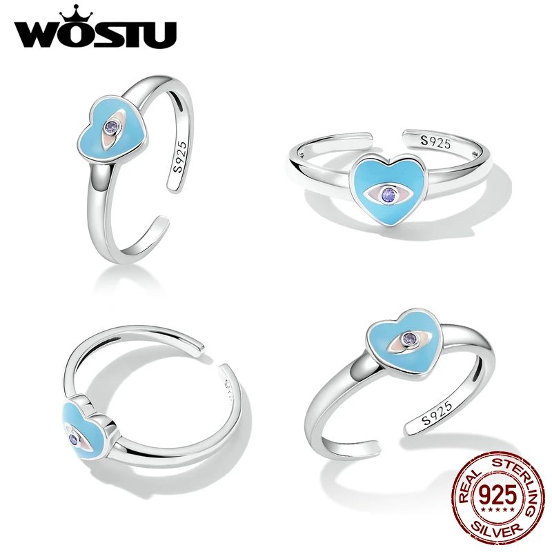Женское кольцо с голубым сердечком и демоном