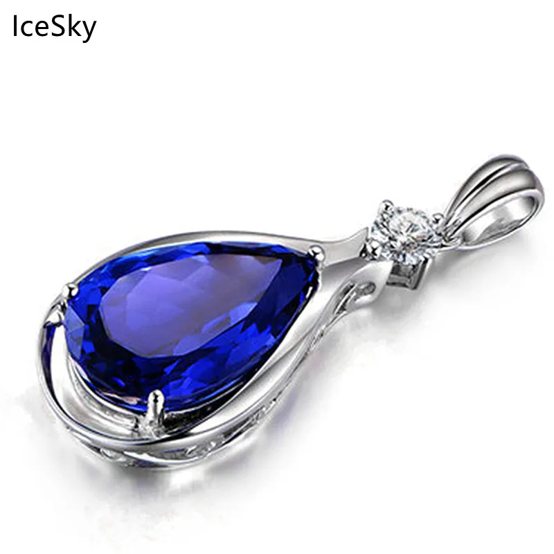 

New Style 13 Carat 5A Tanzanite Women's Pendant White Plated 18K Gold Sapphire Pendant Inlaid With Diamond Women's Necklace