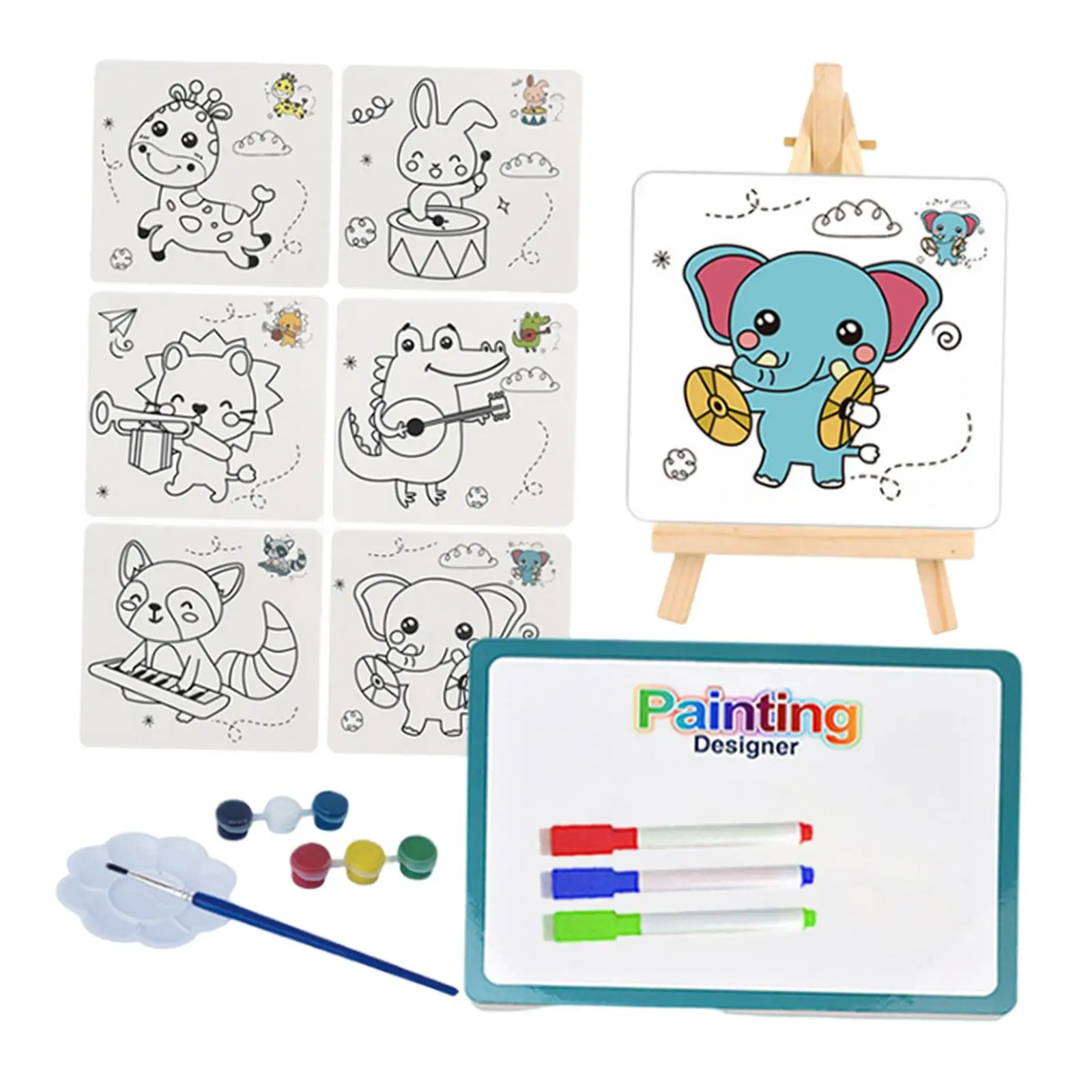 

Reuseable Doodle Sketchpad Set Cute Writing Easel Funny Cartoon for Games
