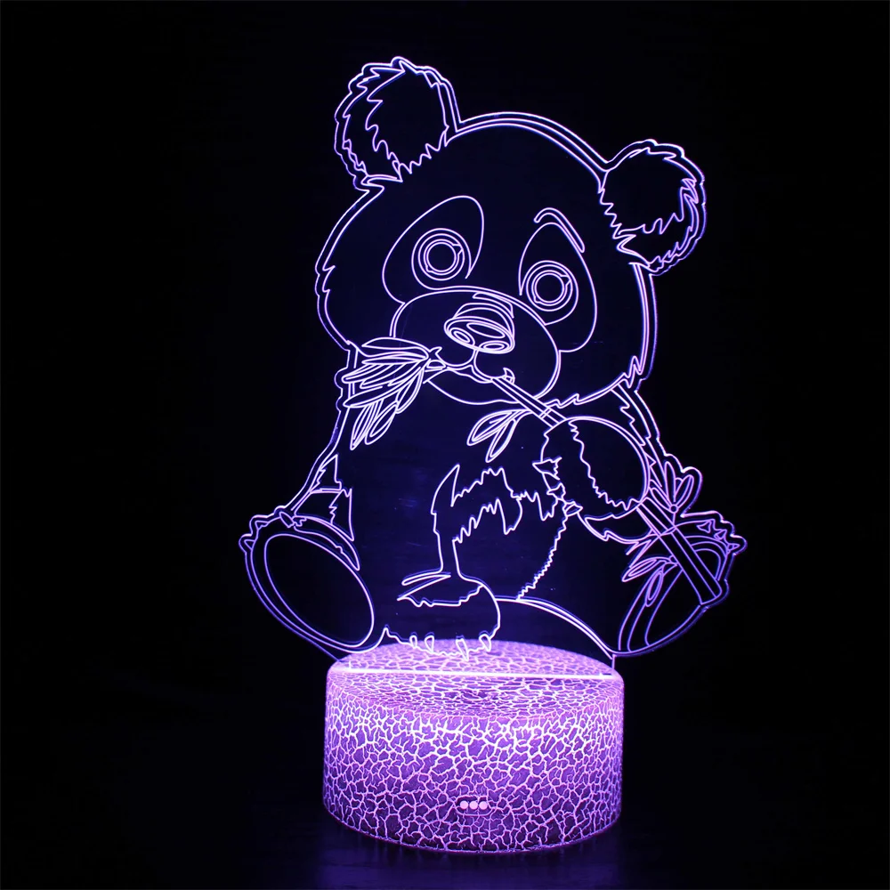 Giant Panda 3D Night Light Optical Illusion Lamp 7 Colors Changing Animal Bear Panda Gifts for Boys Girls Bedroom Decoration