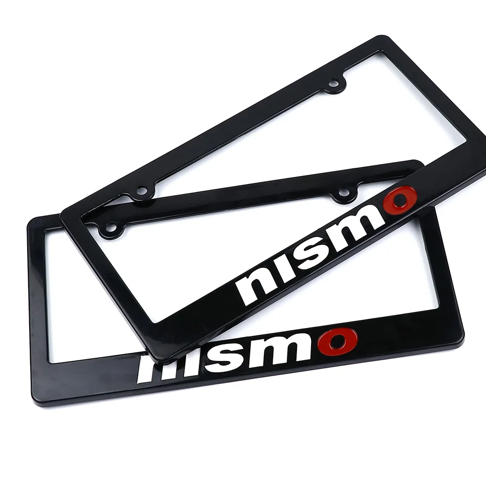 

2X Black ABS Racing Car License Plate Frame Tag Cover Holder For USA Standard