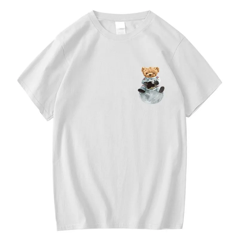 

New cotton T-shirt bear print short-sleeved T-shirt for men and women half-sleeved summer casual T-shirt for men and women