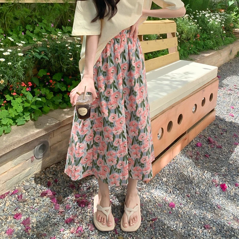 

2023 New Women's Skirt Print Gentle Style High Waist Temperament Trend Free Shipping