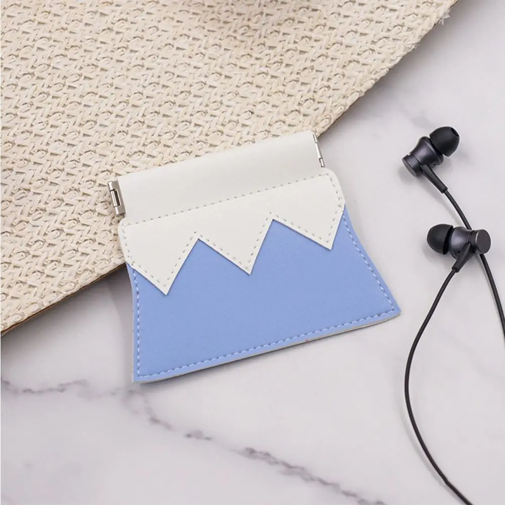 

Patchwork Color Cosmetic Bag Casual Self-closing PU Snow Mountain Coin Purse Women Change Storage Bag Girls