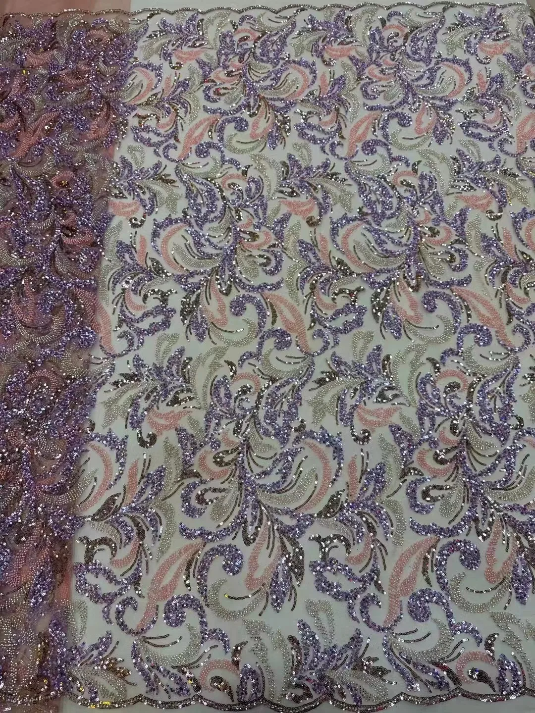 Африканская кружевная ткань с блестками 2024 фиолетовая Высококачественная