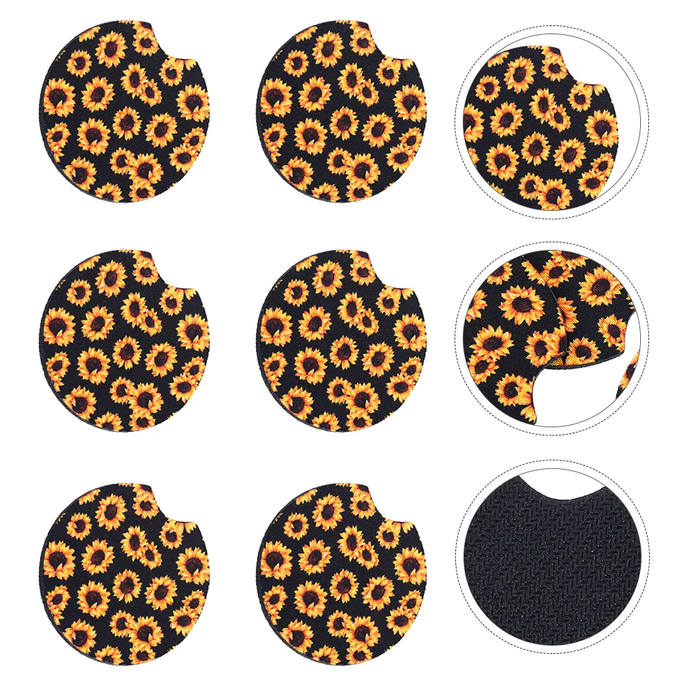 

6pcs Vehicle Groove Coaster Vehicle Cup Pad Cup Holder Coaster Absorbent Car Coasters Rubber Round Coaster