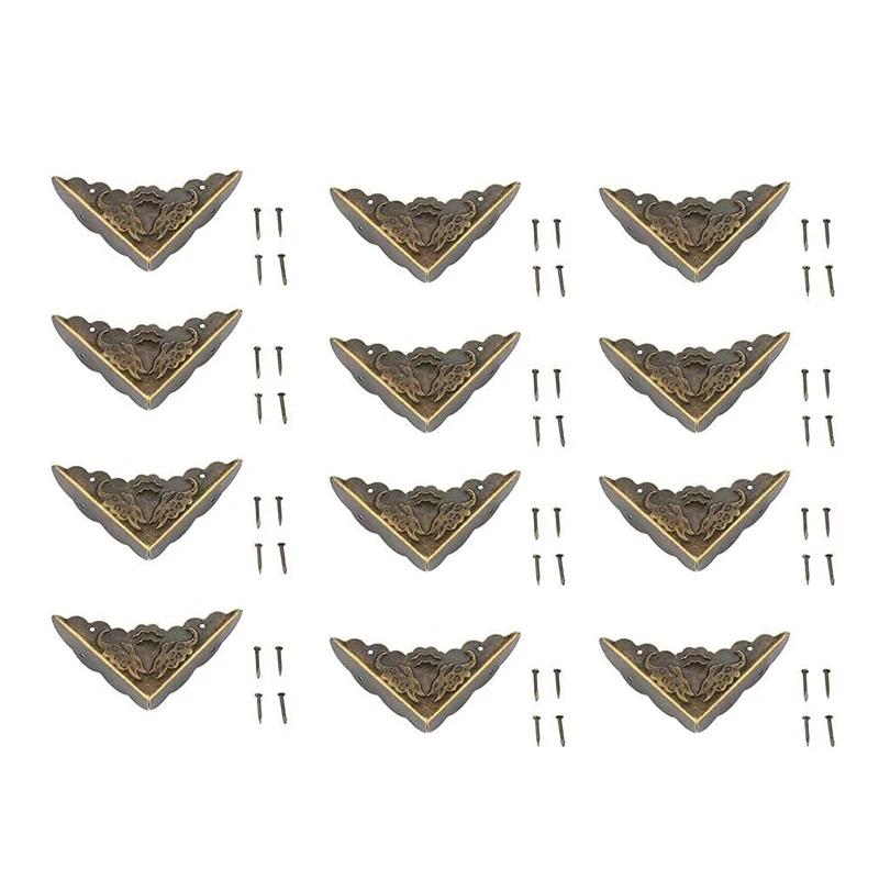 

12Pcs Antique Metal Corner Protector Vintage Bronze Decorative Feet Used For Decoration Protection Of Wooden Box Edges