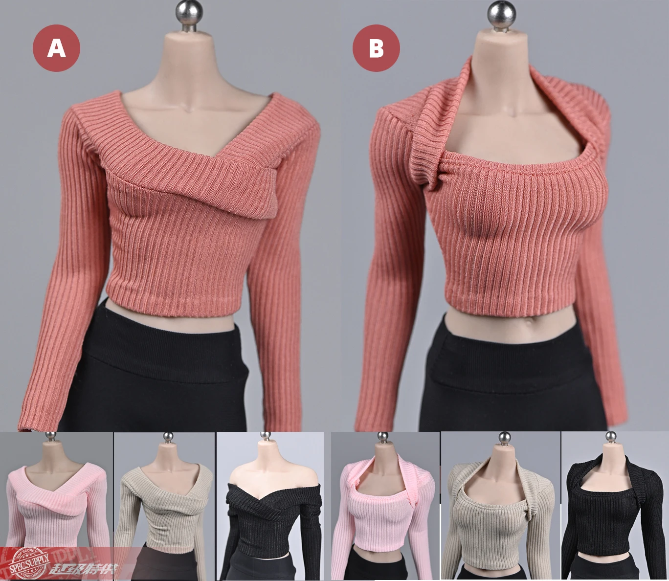 In Stock 1/6 Scale Female Colorful Knitting Wide-neck Sweater Out Shoulder Top for 12 Inch Seamless PH TBL Soldier Figure Body