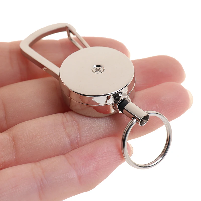 

1PC Retractable Pull Key Ring Chain Belt Clip With Carabiner Reel Card Badge Holder Recoil Extends To 50cm