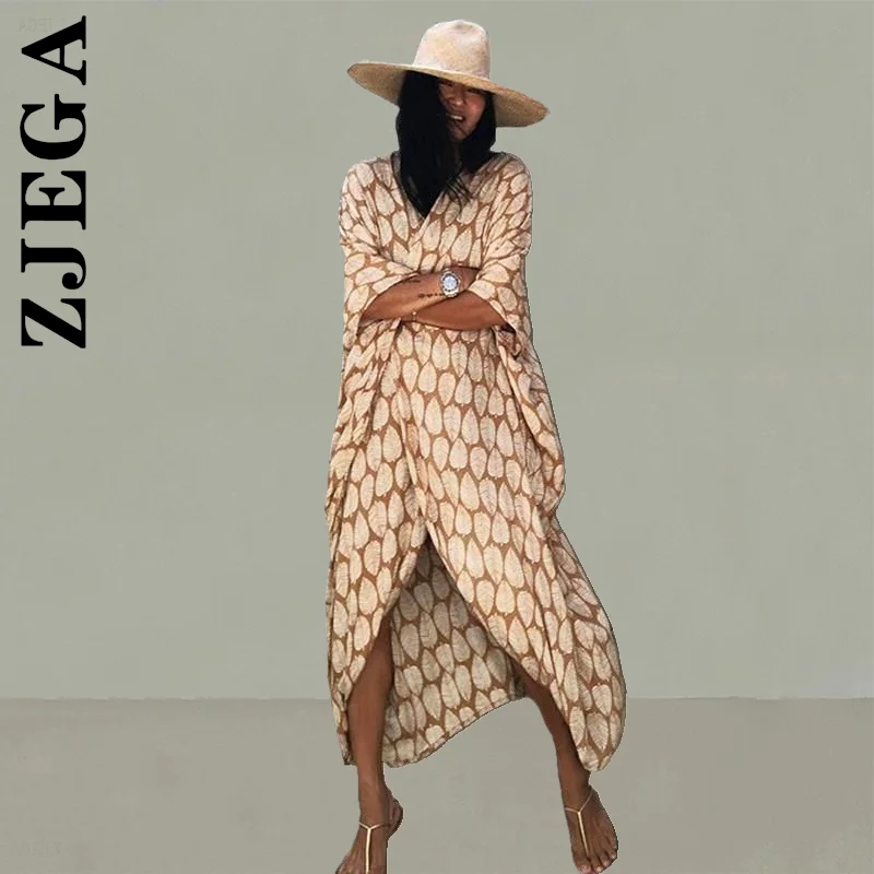 

Пляжная накидка Zjega для купальников, женская модель, летнее платье, горячая Распродажа 2023, черная пляжная одежда с принтом