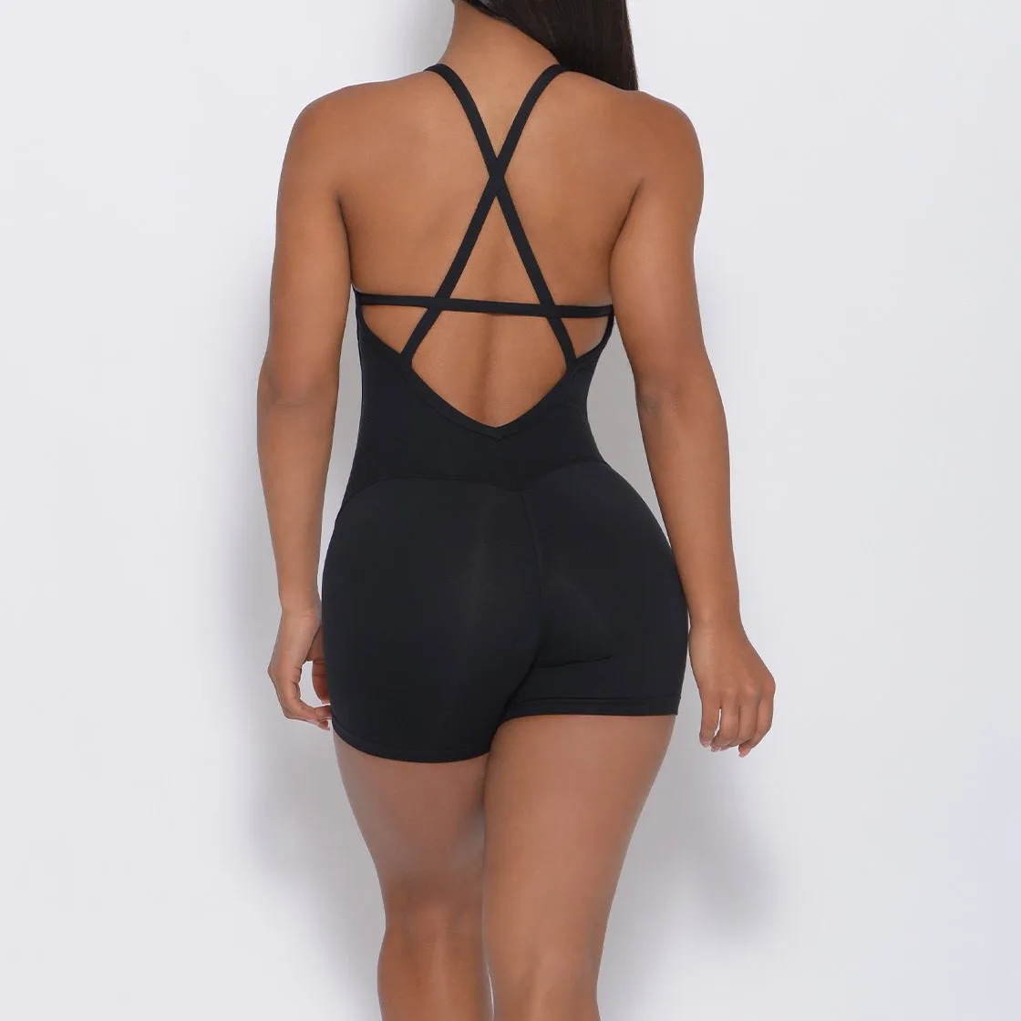 

CXUEY Backless Shorts Sporty Jumpsuit Woman Fitness Gym Overalls Lycra Bodysuit Workout Clothes for Women Outfit Yoga Wear Black