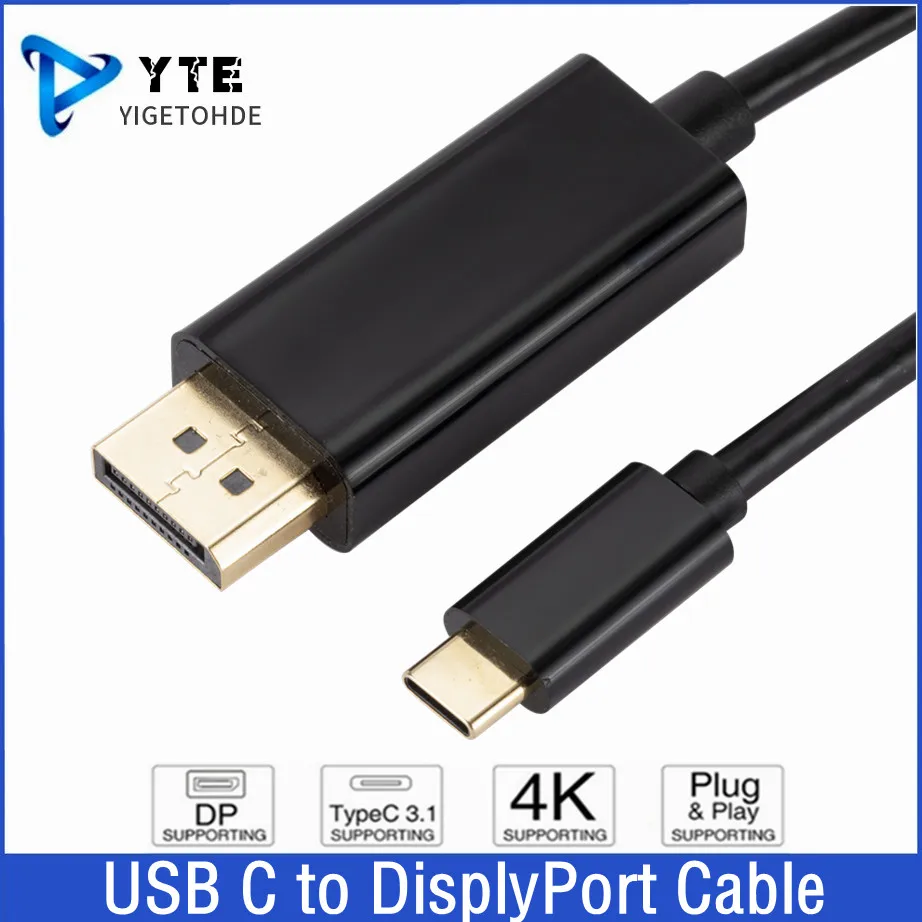 USB C to Displyport 4K Cable Thunderbolt 3 TypeC to DisplayPort 1.4 Alloy Connector 4K@30Hz  UHD XDR For Laptop MacBook