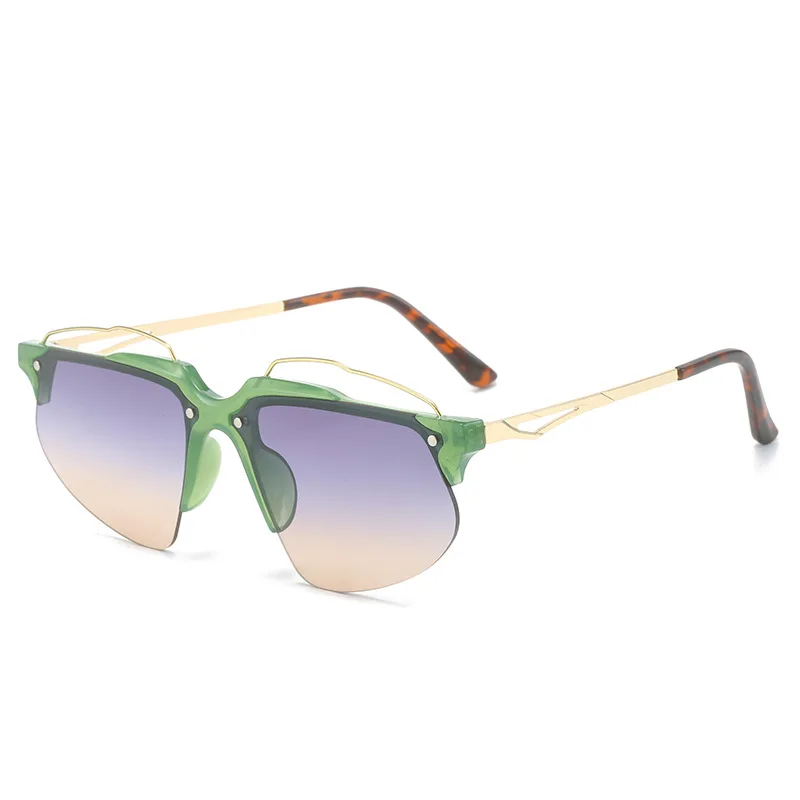 Модные женские солнцезащитные очки без оправы в стиле панк кошачий глаз ретро