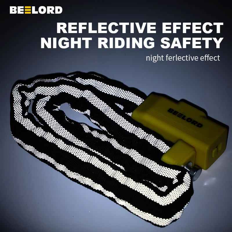 Велосипедный Замок-цепочка BEELORD светоотражающая защита от кражи Толщина 6 мм/8 мм