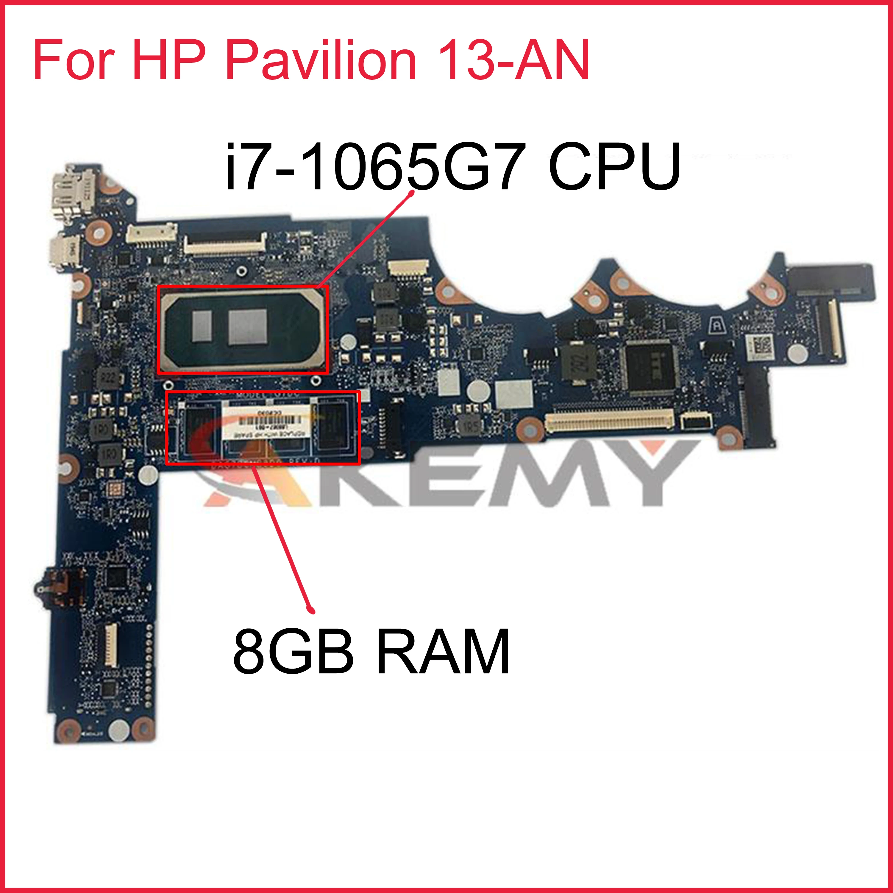 

Стильная материнская плата DAG7DCMB8D0 G7D для ноутбука HP Pavilion 13-AN, оригинальная материнская плата с процессором i7-1065G 7, 8 Гб ОЗУ, 100% Протестировано