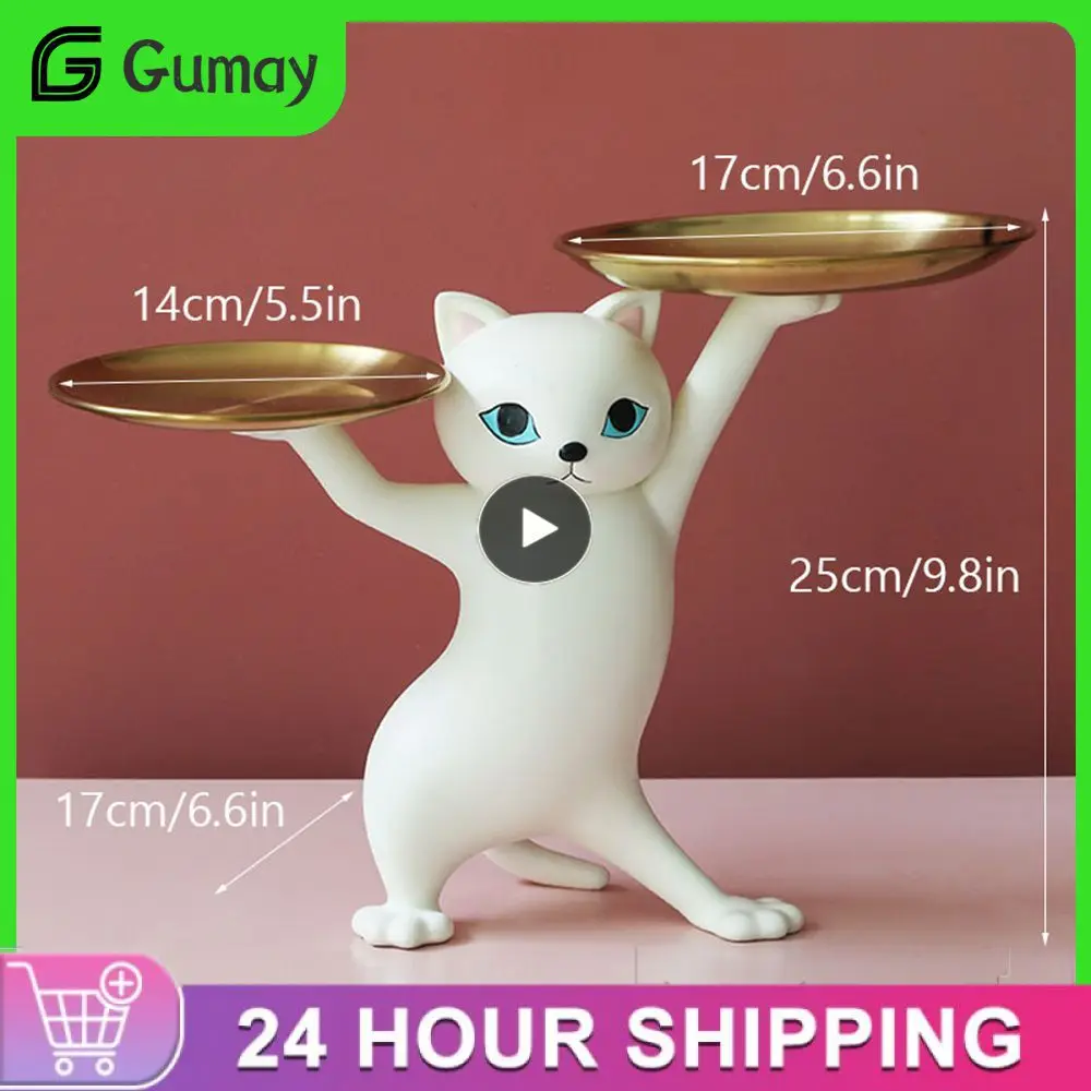

Home Office Decor Convenient Storage Solutions Beautifully Resin Cat Tray Unique Design Multifunctional Home Accessories Shelf