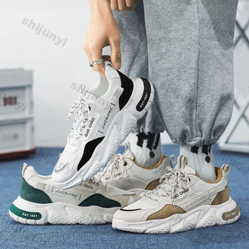 Мужские спортивные повседневные кроссовки на толстой подошве. Удобная