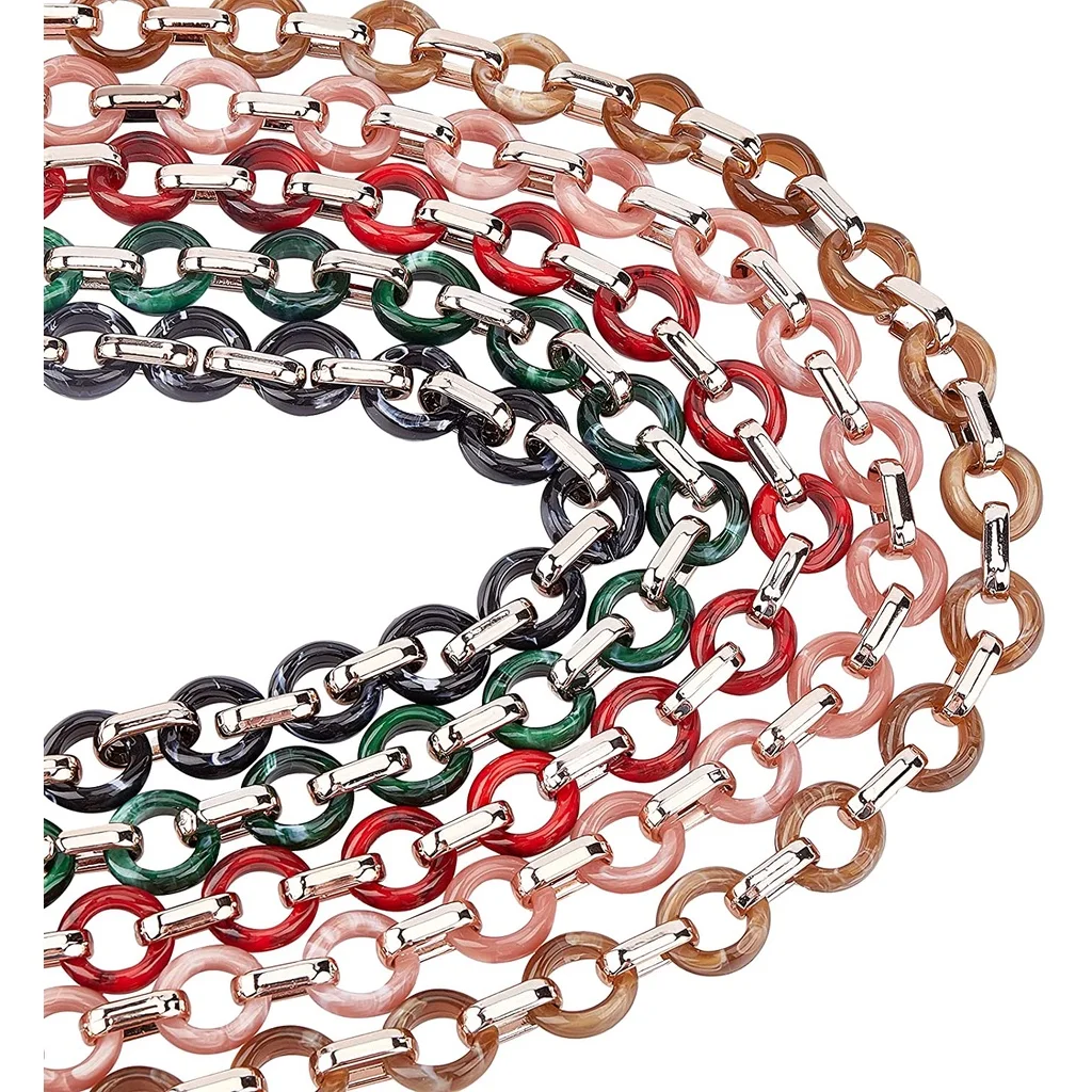 

5 Strands 39.37 Inch Acrylic Link Chain Sets Plastic Curb Chain for Purse Neckalce Handbag Bracelet Earrings