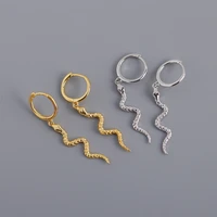 new arrivals s925 sterling silver boho snake earrings vintage 18k gold plated dangler jewelry for women and girls