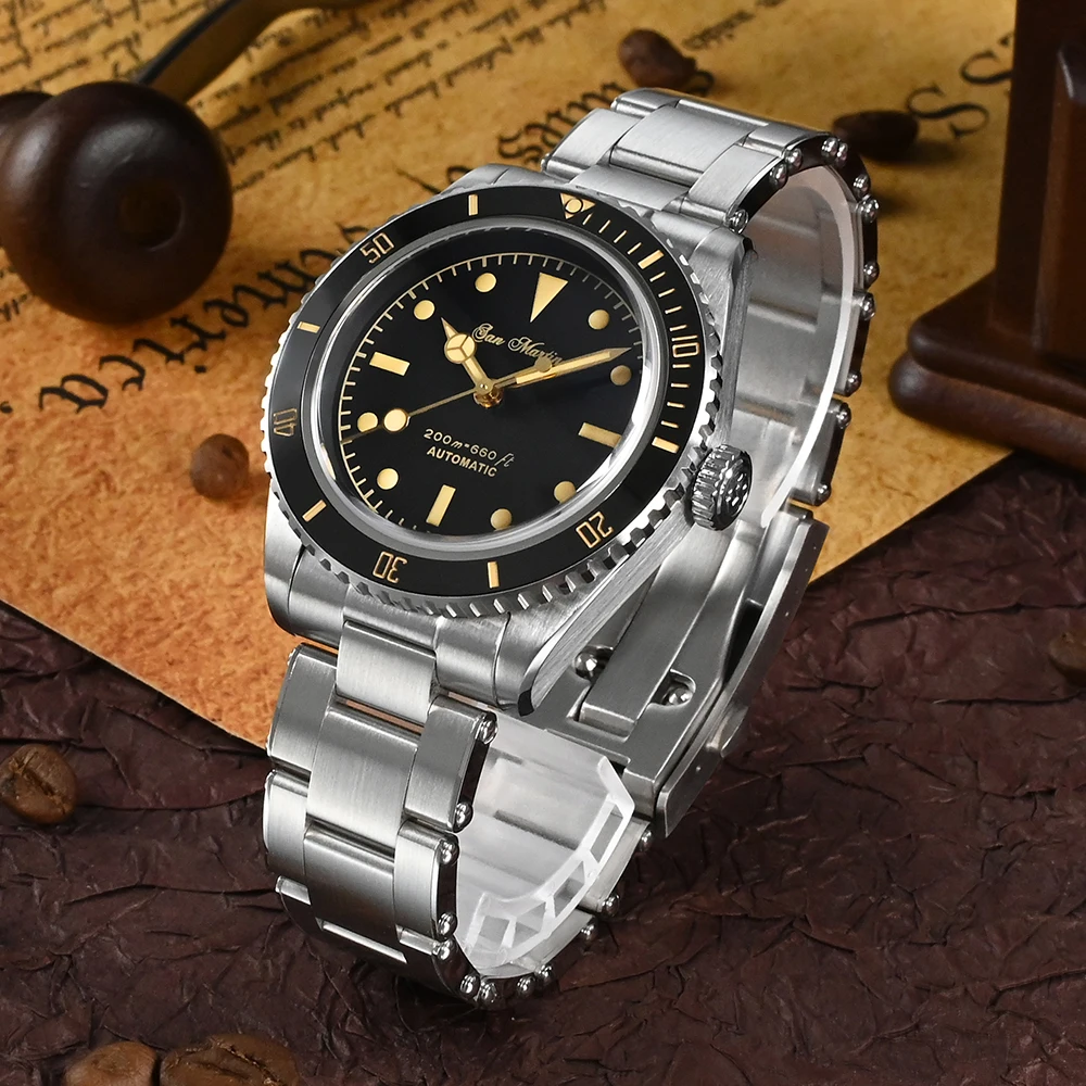 

San Martin 6200 Diver Watch Men Black Dial YN55A 200m Waterproof Luminous Luxury Retro Water Ghost Automatic Mechanical Watch